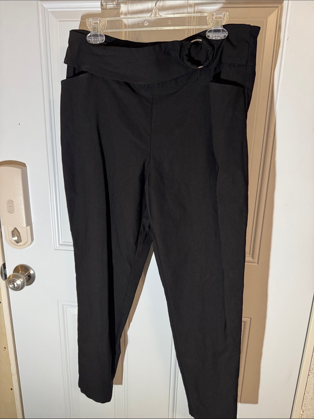 Cato Black Straight-Leg Paperbag Waist Trousers with Belt Ring